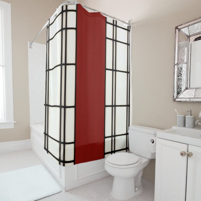Shoji - red shower curtain (In Situ)
