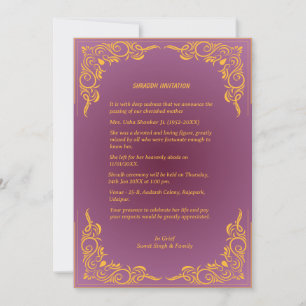 Shok Sandesh Hindu Shraddh Invitation