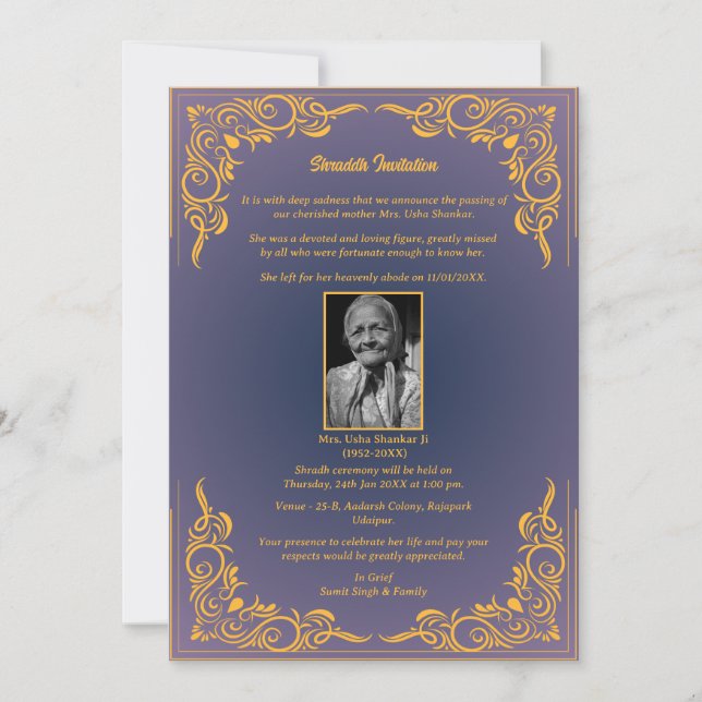 Shok Sandesh Hindu Shraddh  Invitation (Front)