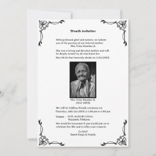 Shok Sandesh Hindu Shraddh Invitation