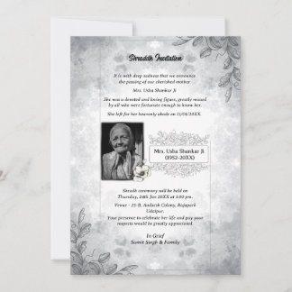 Shok Sandesh Hindu Shraddh Invitation