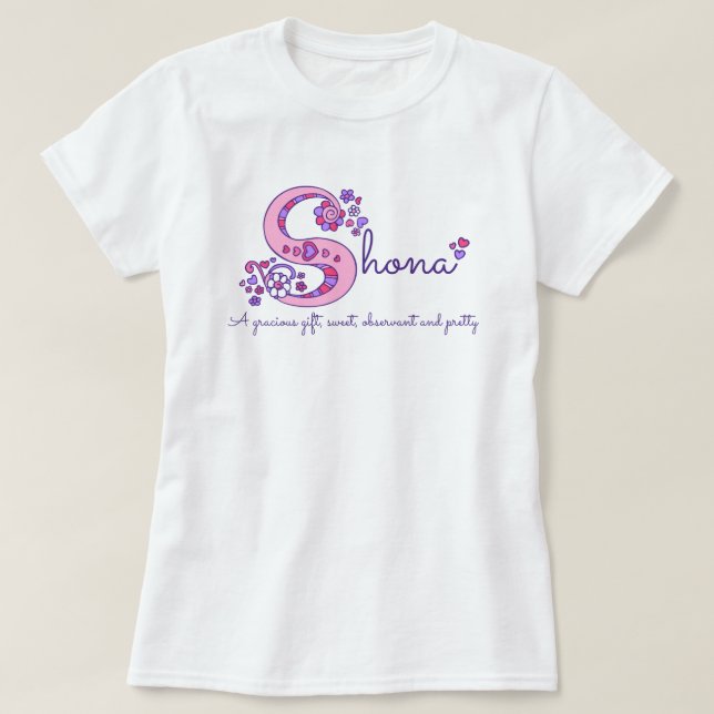 Shona girl's S name meaning monogram shirt (Design Front)