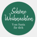 Sh&#246;ne Weihnachten Green Merry Christmas in German  Classic Round Sticker