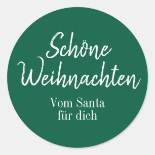 Shöne Weihnachten Green Merry Christmas in German  Classic Round Sticker
