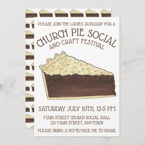 Shoo Fly Pie Social Party Dessert Bake Sale Slice Invitation