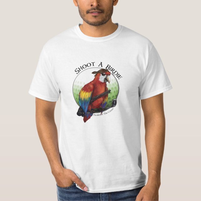Shoot A Birdie Parrot Golfer T-Shirt (Front)