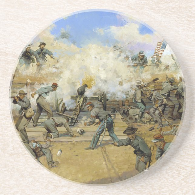 Shoot and Be Dammed by Keith Rocco Sandstone Coaster (Front)