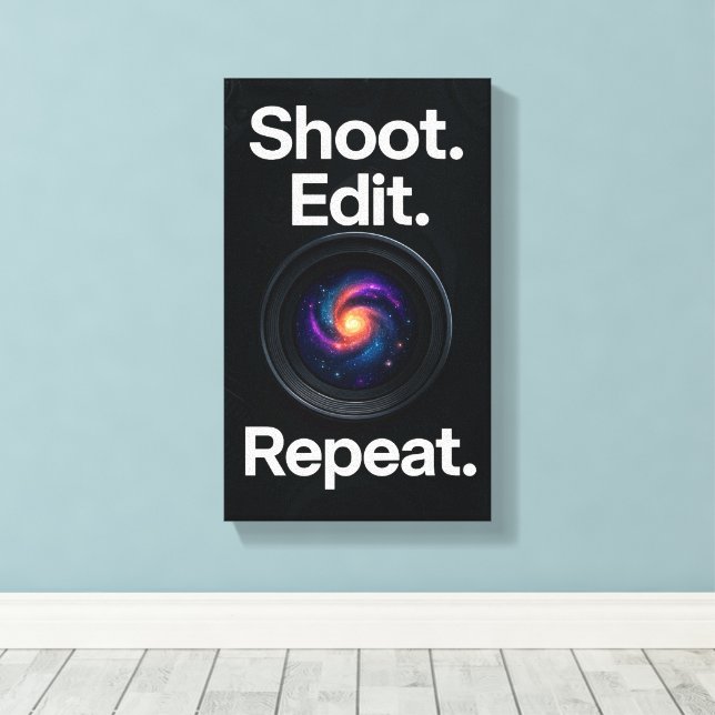 Shoot Edit Repeat – Cosmic Photography Wall Canvas (Insitu(Wood Floor))