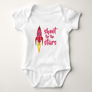 Shoot for the Stars Cute Rocket Inspirational Girl Baby Bodysuit