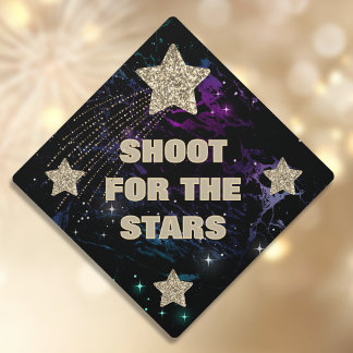 Shoot for the Stars Golden Shooting Star Galaxy Graduation Cap Topper