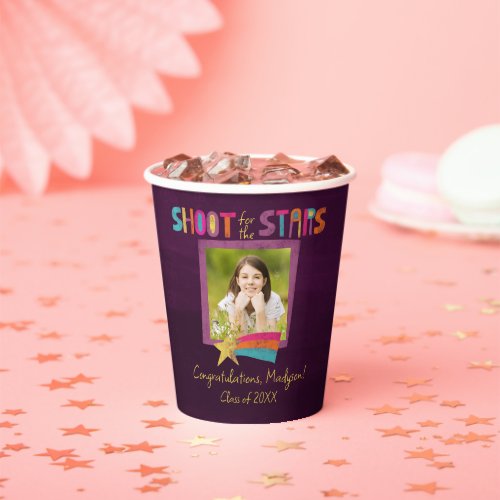 Shoot for the Stars Photo Graduation Party Paper Cups