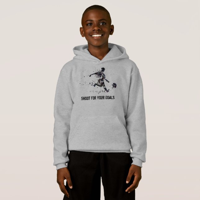 Shoot for your Goals Inspirational Soccer quote Hoodie (Front Full)