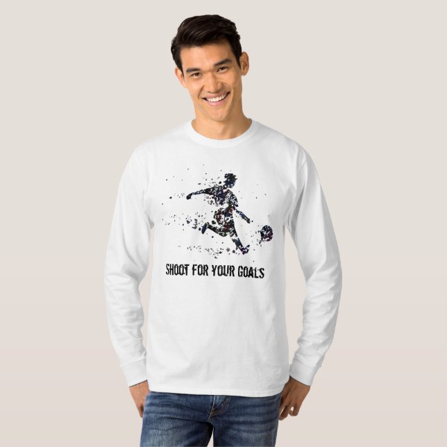 Shoot for your Goals Inspirational Soccer quote T-Shirt (Front Full)