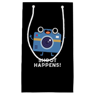 Shoot Happens Funny Camera Pun Dark BG Small Gift Bag