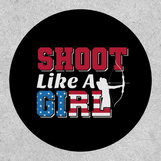 Shoot Like a Girl Patriotic Archery Quote Patch (Front)