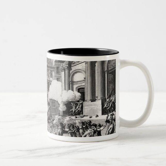Shoot-out before St. Roch church in Paris Two-Tone Coffee Mug (Right)