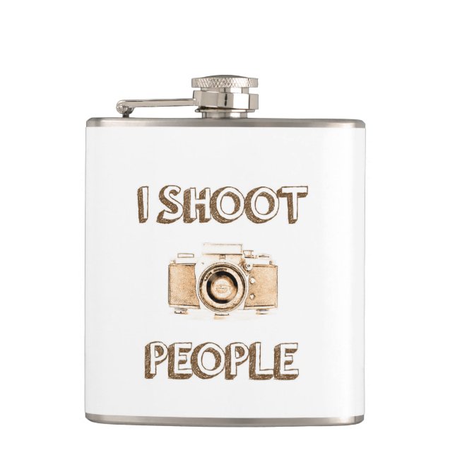 shoot people funny text photo camera photographer flask (Front)