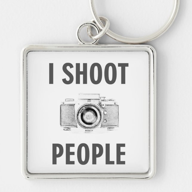 shoot people funny text photo camera photographer keychain (Front)