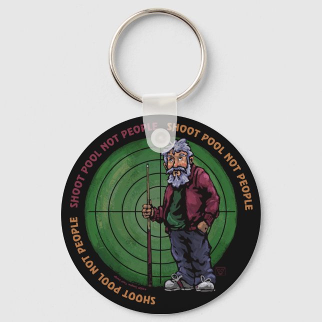 Shoot pool Not People Keychain (Front)
