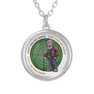 Shoot Pool Not People Silver Plated Necklace