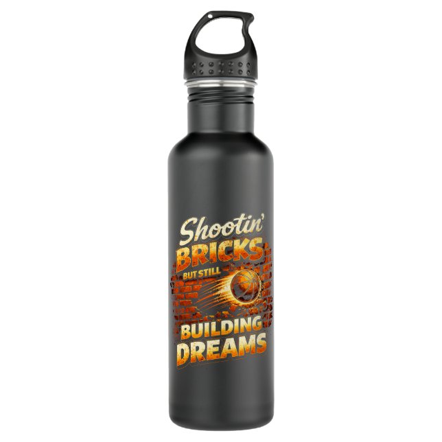 Shootin Bricks Building Dreams Inspirational Stainless Steel Water Bottle (Front)