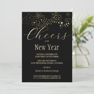 Shooting Gold Stars New Years Invitation