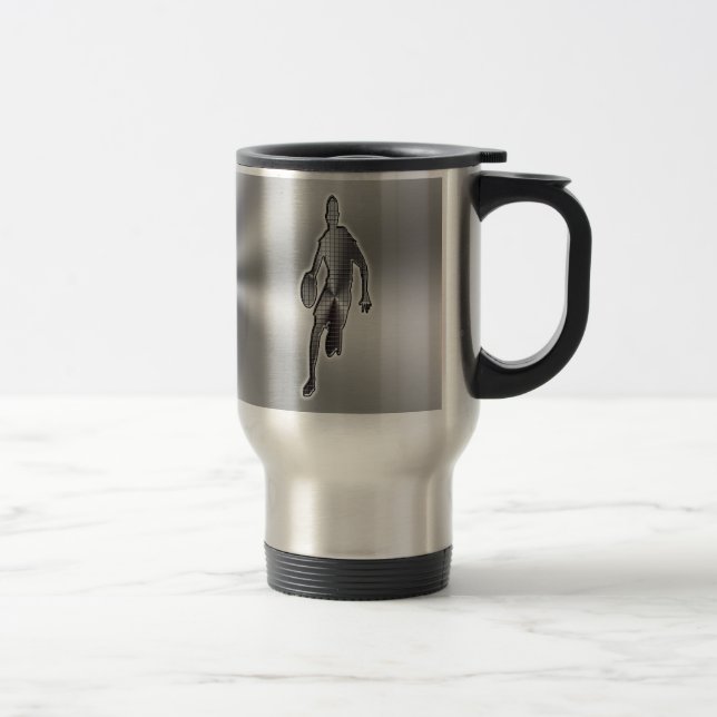 Shooting Hoops, Stainless Travel Basketball Mugs (Right)