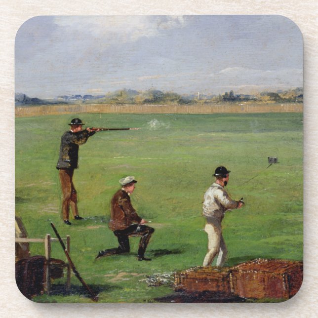 Shooting (oil on paper) beverage coaster (Front)