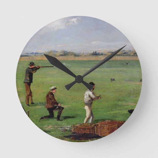 Shooting (oil on paper) round clock (Front)