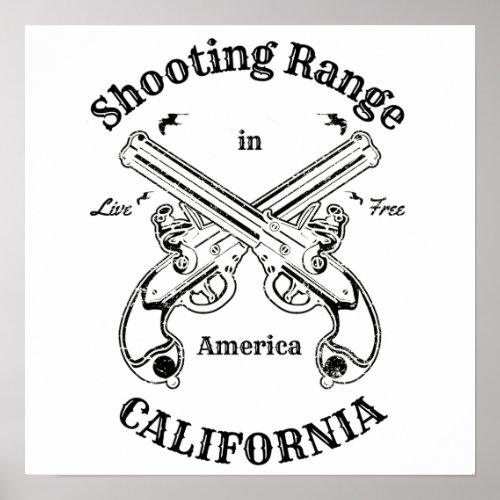 Shooting Range California America Gun Vintage Poster