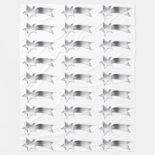 Shooting Silver Stars White Fleece Blanket 