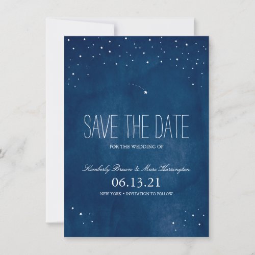 Shooting Star Blue Watercolor  Save the Date