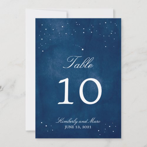 Shooting Star Blue Watercolor  Table Number