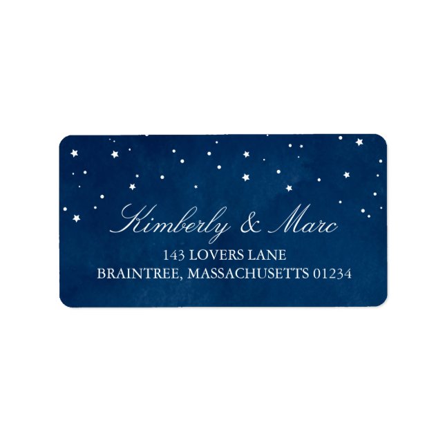 Shooting Star Blue Watercolor Wedding | Address Label (Front)
