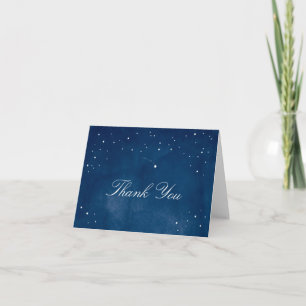 Shooting Star Blue Watercolor   Wedding Thank You Card