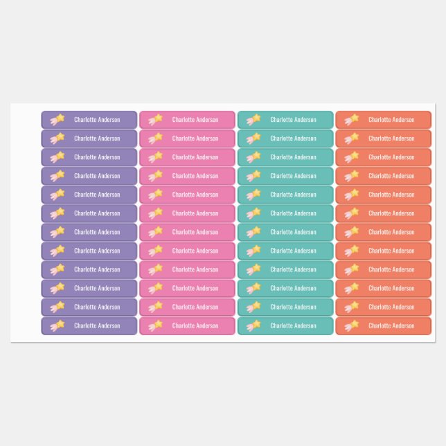 Shooting Star Custom Clothing Name Labels (Sheet)