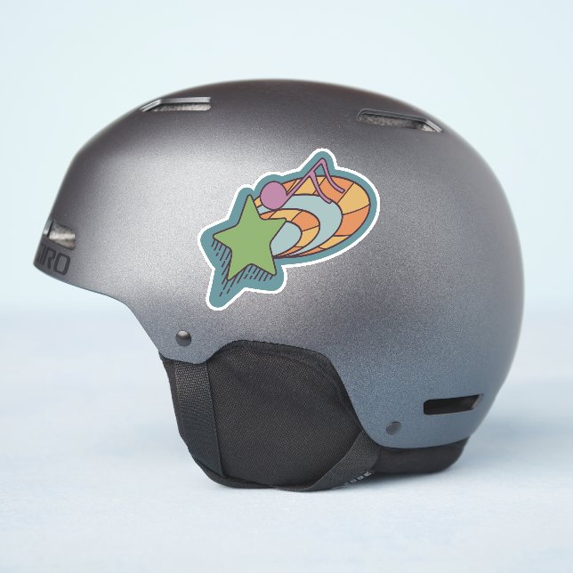 Shooting Star Doodles for Music Lovers Sticker (Helmet Side)