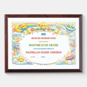 Shooting Star kids school award cute pastel Plaque