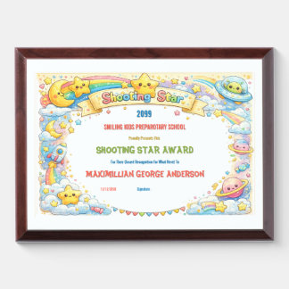 Shooting Star kids school award cute pastel Plaque