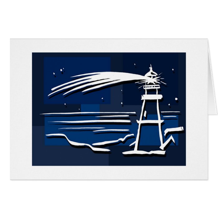 shooting star lighthouse greeting card