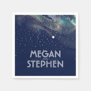 Shooting Star Navy and Gold Night Starry Napkins