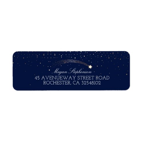 Shooting Star Navy Starry Night Wedding Label