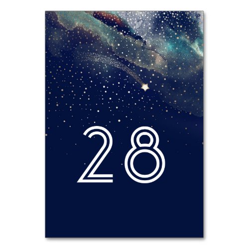 Shooting Star Navy Starry Night Wedding Table Number