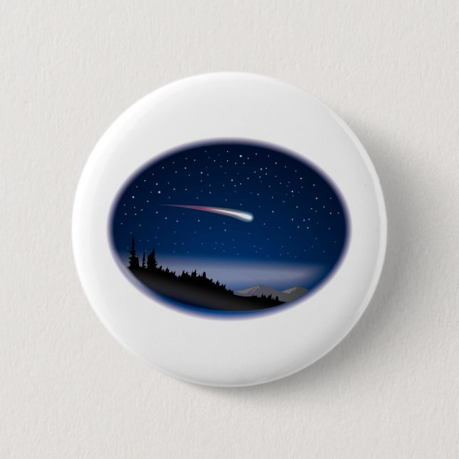 Shooting Star Over Night Landscape Pinback Button (Front)