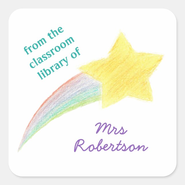 Shooting star personalized teacher bookplate (Front)
