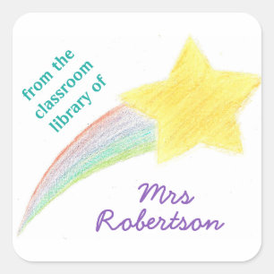 Shooting star personalized teacher bookplate