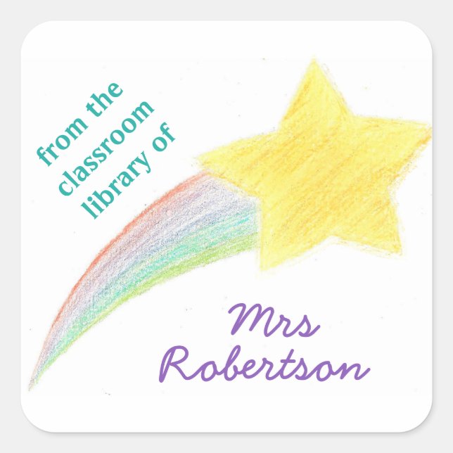 Shooting star personalized teacher bookplate (Front)