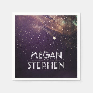 Shooting Star Plum and Gold Night Starry Napkins
