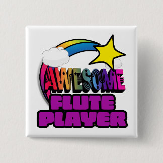 Shooting Star Rainbow Awesome Flute Player Pinback Button