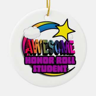 Shooting Star Rainbow Awesome Honor Roll Student Ceramic Ornament